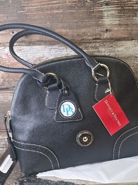 Dooney & Bourke Black Pebbled Leather Dome Satchel